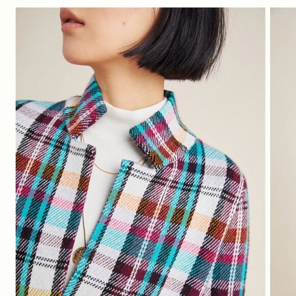 Anthropologie Rosetta Cropped Plaid Jacket Size S - Picture 3 of 13